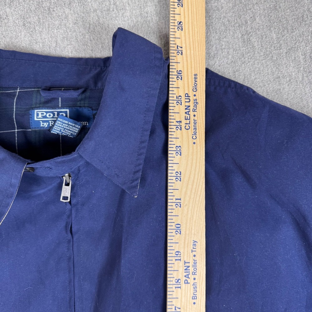 POLO RALPH LAUREN Mens XL Navy Blue Harrington Jacket Plaid Lined Windbreaker - Picture 7 of 9